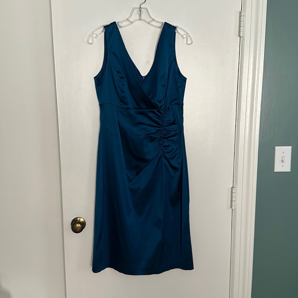 Donna Ricco Blue Satin Cocktail Dress